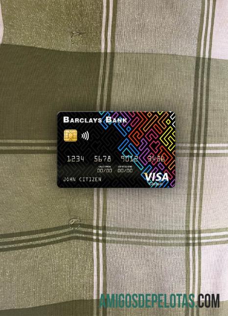 Vista frontal da foto do cartão Visa do US Barclays Bank exemplo